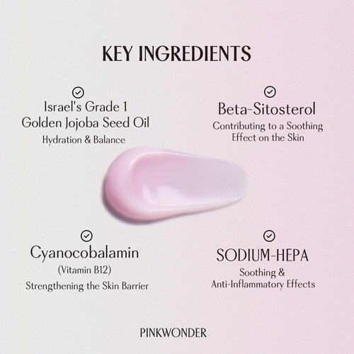 PINKWONDER Jojoba Vita Cream 3.38oz (100ml), Jojoba Oil and vitamin B12 Face Cream, Soothing for Sensitive Skin, Hypoallergenic, Korean Skincare