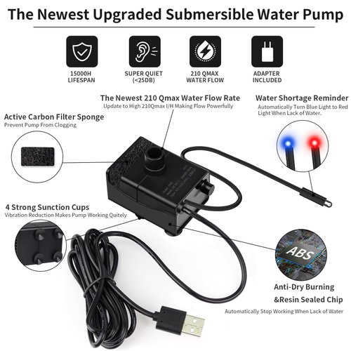 Replacement Water Pump for Kastty 2 Gallon Dog Water Fountains