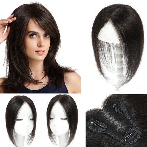 Aimeolyn Hair Toppers for Women Real Human Hair Toppers for Women No Bangs Top Hair Extensions Hair Pieces for Thinning Hair Wiglets Upgrade Lace Base Premium Remy 12inch