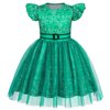 HenzWorld Disgust Costume Dress for Girls Inside&Out 2 Cartoon Disgust Costume Fancy Dress Up Flutter Sleeve Tulle Dresses Pretend Play Christmas Birthday Gifts Outfit Green Size 10 9-10 Years