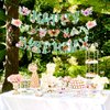 SUNBEAUTY Sage Green Spring Happy Birthday Banner Green Spring Butterfly Flowers Banner Summer Spring Butterfly Birthday Party Decorations | Pre-Strung