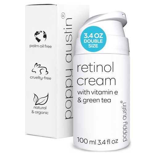 poppy austin Retinol Cream for Face 3.4OZ, High-Strength Retinol Night Cream - Cruelty Free Wrinkle Cream For Face - Anti Aging Eye Cream Retinol For Face & Body