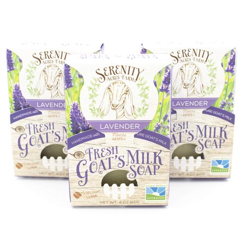 Goat Milk Soap - Handmade All Natural Soap for Sensitive Skin by SerenityGoats (Lavender, 3 Pack)