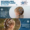 8 Pcs Snowflake Hair Clips Winter Christmas Crystals Snowflake U-Shape Pins Hair Accessories for Women Girl Bridal Wedding Party Rhinestone Hair Clips (Blue, Silver)