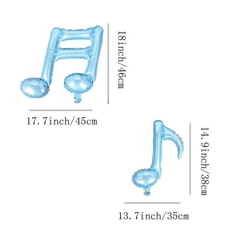 10PCS Music Note Balloons 16 Inch Music Themed Party Supplies Foil Aluminum Balloon Baby Shower Music Party Wedding Birthday Party Decoration Supplies(Light Blue)