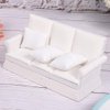 Agatige Dollhouse Furniture Set, Dollhouse Miniature Sofa Kit with 3 Pillow Miniature Toys Couch Chairs for 1:12 Dollhouse Accessory(White)