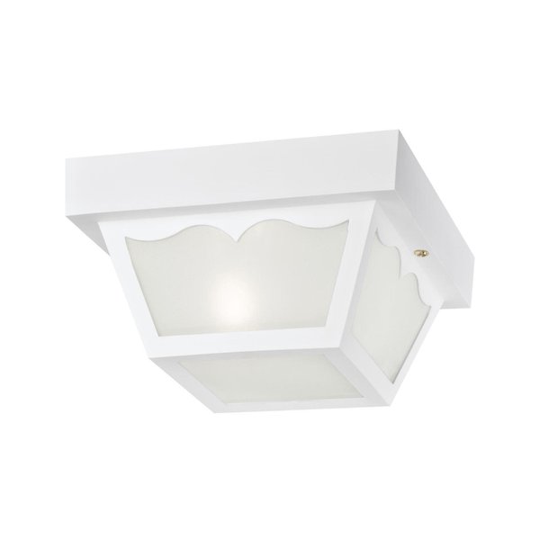 Westinghouse 6697500 Traditional One-Light Outdoor Flush-Mount Fixture, White Finish on Polypropylene, Frosted Glass Panels