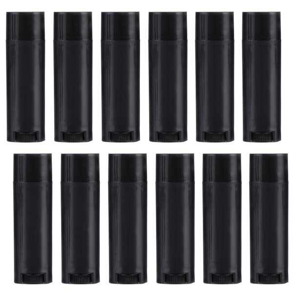 20PCS 4.5ML 0.15oz Empty Oval Plastic Refillable Lip Gloss Tubes Holder Lipstick Lip Balm Containers For Make Up Deodorant Crayon DIY Pipe Bottle Case (Black)