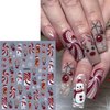 Christmas Nail Art Stickers 5D Embossed Self-Adhesive Glitter Christmas Snowman Gingerbread Man Snowflake Gnome Reindeer Nail Design Xmas Tree Bell Nail Decals New Year Holiday Manicure Decor 4Sheets