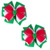 Christmas Hair Bows for Girls Red Green White 3-Layer Hair Bow Clips Handmade Grosgrain Ribbon Bows Metal Alligator Clip XMAS Santa Hair Accessory Christmas Stocking Stuffers for Women and Girls