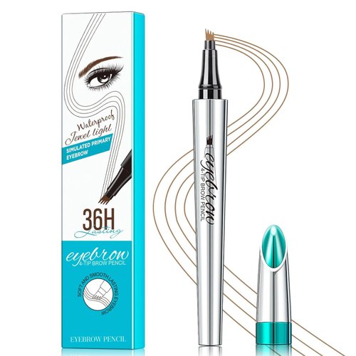 2024 3D Waterproof Microblading Eyebrow Pen,Microblading Eyebrow Pencil,4 Tip Eye Brow Pen,Long-lasting Natural Makeup Fine Stroke Magic Eyebrow Pencil (Light Brown)