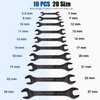 YIYEIE Super-Thin Open End Wrench Set, 10-Piece Metric, 5.5, 7, 8, 9, 10, 11, 12, 13, 14, 15, 16, 17, 18, 19, 20, 21, 22, 23, 24, 27 mm, Nickel Coating, CR-V Steel, Slim Wrench with Rolling Pouch