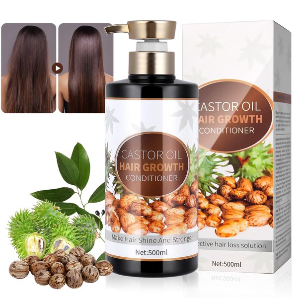 Silvercell Castor Oil Conditioner Hair Growth Conditioner, Castor Oil Shampoo and Conditioner Moisturizing Oil Control, Thickening Conditioner Hair Conditioner for Damaged Dry Hair, 16.91 fl.oz