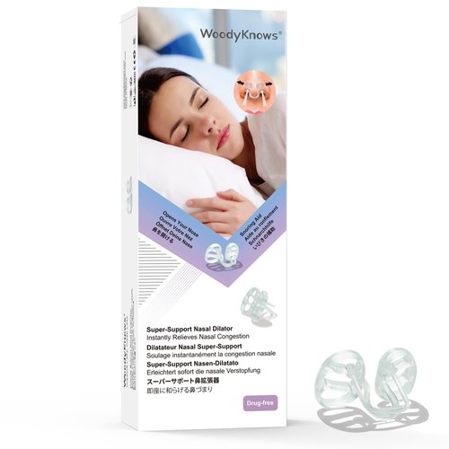WoodyKnows Super-Support Nasal Dilator, Improves Sleep and Sports Airflow, Nasal Congestion and Nose-Related snoring aid (M 4Pack)