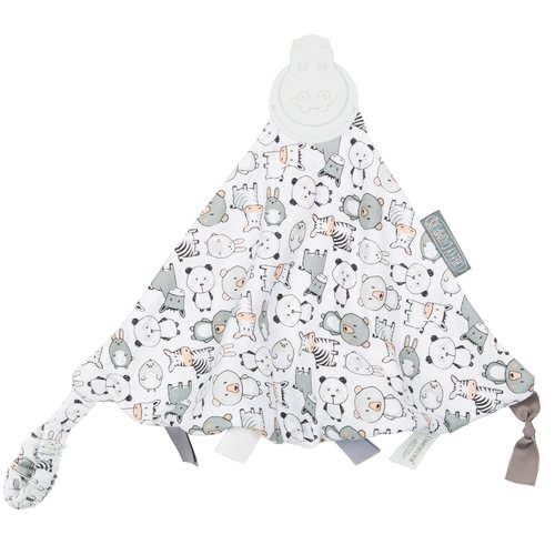 Cheeky Chompers Comfortchew | Baby Lovey with Silicone Teether & Sensory Tags | Soft Fleece Material, Attachable Loop, Machine Washable | (Panda Pals)