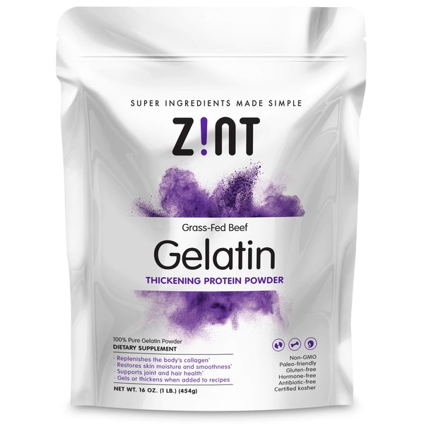 Zint Beef Gelatin Powder (16 oz): Unflavored, Keto Certified, Paleo Friendly Collagen Based Protein - For Baking, Jello & Thickening