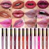 evpct 1Pcs Plum Red Matte to Glitter Liquid Lipstick Lip Set Kit, Long Lasting Matte Diamond Glitter Lipstick Waterproof, Colorful Sparkly Glossy Metallic Shimmer Sparkle Lip Gloss for Women 15#