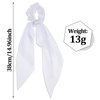 Mabor 2 Pcs Knotted Bow Satin Hair Scrunchie Hair Tie with Bow Hair Scarf with Tail Hair Scrunchies Elastic Hair Scarf Ponytail Holder for Women and Girls,White