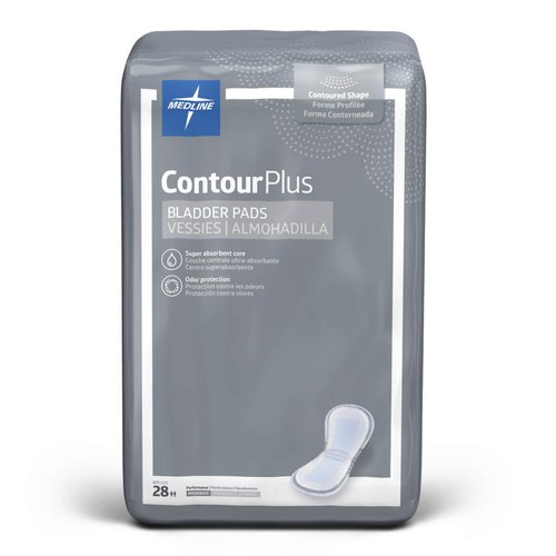 Medline ContourPlus Bladder Control Incontinence Pads, Moderate Absorbency, 5.5" x 10.5", 28 Count