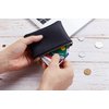 Chelmon Vegan Leather Coin Purse Pouch Change Purse With Zipper For Men Women (Black Up)