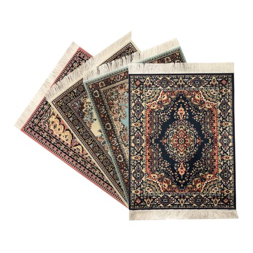 Set of 4 Dollhouse Rugs, Miniature Doll House Accessory, 10x7 Carpets, Rectangle, Kids Toy Furniture Carpeting Decor