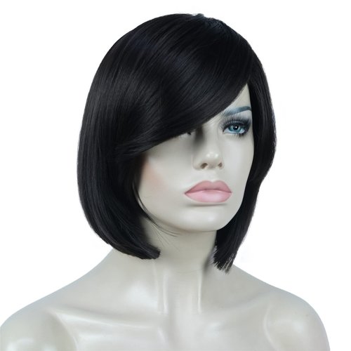 Aimole 8" Short Straight Bob Wigs with Cute Bangs Women Hair Natural Synthetic Wig(4 Dark Brown)