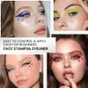 evpct 7Pcs Colored Winged Eyeliners Face Stamp Set, Black Brown Purple Blue Red Pink Green Stamps Eyeliner, Star Flowers Heart Moon Triangle Lightning Butterfly Colorful Eye Liners Stamp Makeup Kit 02