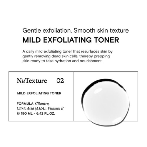 NuTexture Mild exfoliating toner - Daily hydrating face exfoliant & clarifying treatment ,resurfaces skin by gently removing dead skin cells