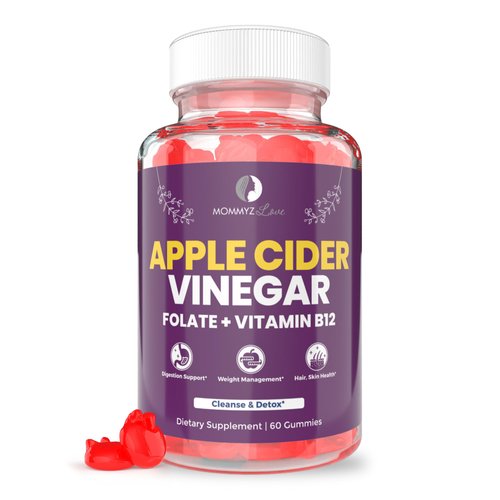 Mommyz Love Apple Cider Vinegar Gummies with Folate and Vitamin B12 - Nourishing Support for New Moms' Weight Management, Healthy Digestion and Radiant Hair and Skin Health