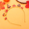 NVENF Thanksgiving Headband Autumn Fall Hairbands for Women Rhinestone Letter ‘GIVE THANKS’ ‘HAPPY FALL’ Gold Hair Hoop Thanksgiving Party Favors Hair Accessory Gifts (Turkey+Maple Leaf)