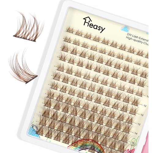 Brown Lash Clusters, Brown Lash Extensions 144pcs C Curl Wispy Lash Clusters 8-16mm Natural Lash Extensions with Applicator