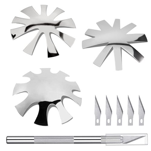 3 Pcs French Nail Cutter for Acrylic Nails,Stainless Steel Smile Line Cutter Manicure Edge Trimmer with Handles French Tip Cutting Knife 5 Spare Blades for Nail