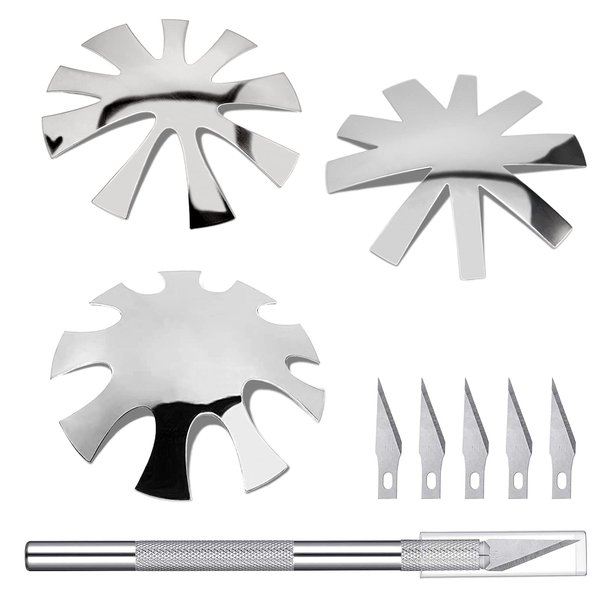 3 Pcs French Nail Cutter for Acrylic Nails,Stainless Steel Smile Line Cutter Manicure Edge Trimmer with Handles French Tip Cutting Knife 5 Spare Blades for Nail