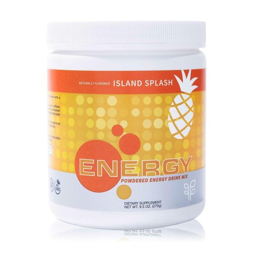 PURE | Energy | 9.5 oz Tub of Island Splash | Natural Energy Drink Powder for Water | Vitamin C, B, A, E, Zinc | Natural Caffeine from Coffee Bean & Green Tea Leaf | Ashwagandha for Adrenal Health