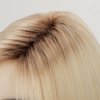 RENERSHOW Short Platinum Blonde Bob Wigs for White Women Ombre Blonde Wig with Brown Roots Straight Heat Synthetic Daily Party Wig(14inch)