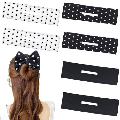 6 PACK Hair Donut Hair Bun Maker for Twister, French Twist Hair Bun Flexible Donut Bun, Lazy Curler Clips Hair Styling Accessories Hair Twister for Women(Polka Dot Style)