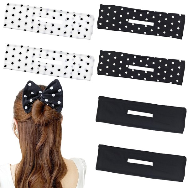 6 PACK Hair Donut Hair Bun Maker for Twister, French Twist Hair Bun Flexible Donut Bun, Lazy Curler Clips Hair Styling Accessories Hair Twister for Women(Polka Dot Style)