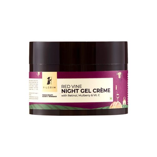 Pilgrim Red Vine Night Gel Crème | Infused with Vitamin C, Retinol & Mulberry | Anti Aging Face Cream | Reduces Fine Lines | Nourishes & Repair | 1.76 Fl Oz/50g