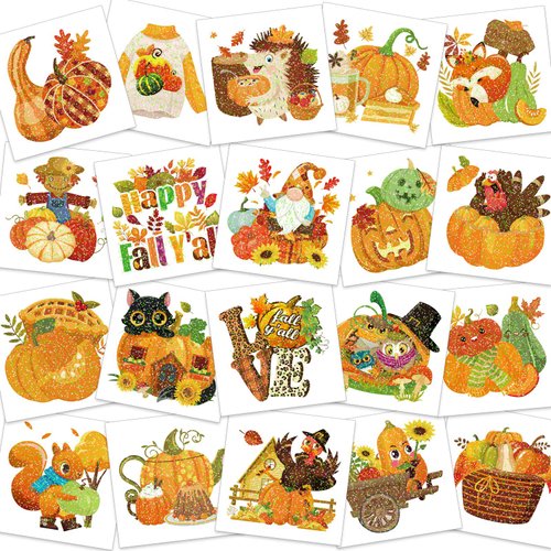 HOWAF 96pcs Glitter Fall Temporary Tattoos, Happy Fall Y’all Tattoos Stickers for Kids Girls Boys, Fall Harvest Face Tattoos for Welcome Fall Hello Autumn Party, Glittery Autumn Fake Tattoos