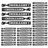 Sureio 100 Pieces Cheer Bracelets Cheerleader Hair Ties Pom Pom Design Bulk Ponytail Holder Cheer Scrunchies Wristbands Cheerleading Gifts for Women and Girls (Black)