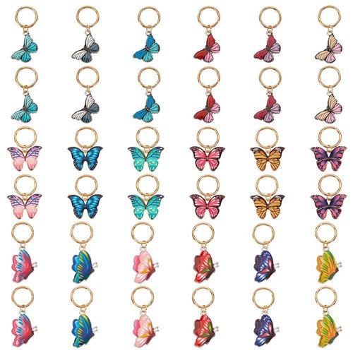 PH PandaHall 36pcs Braiding Hair Clips Hair Accessories for Locs Braid Butterfly Hair Clips Stitch Markers Jewels Colorful Butterflies Charms for Knitting Weaving Sewing Women Jewelry Making Crafts