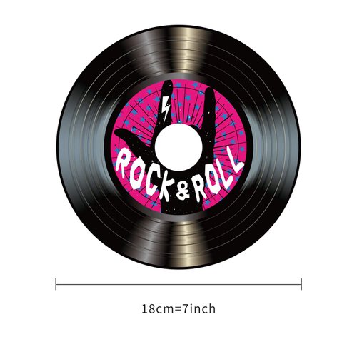 Boao 35 Pcs 50s Party Decorations 7 Inch 1950's Record Wall Decor Rock and Roll Party Decorations Retro Aesthetic Record Sign Cutouts for 50's Themed Party Music Party Supplies