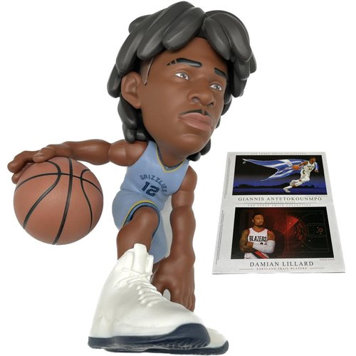 NBA Small-Stars Collectible Figurine & Special Edition Mini Print Card - JA MORANT 2022 Grizzlies - #12 Blue Jersey - 6inch