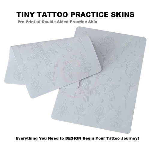 TgoBeauty White Tiny Tattoo Deluxe Practice Skins Silicone Double Sided Design Fine Line Tattoo Practice Pad for Male and Female (Type B-White Pad-1pc)