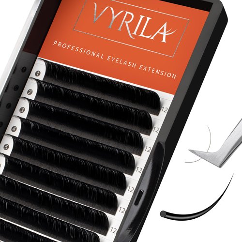 Eyelash Extension-VYRILA Cashmere Volume Lash Extensions D CC Curl 0.03-0.05mm thickness,Matte Black Soft Individual Lashes, Professional Lash Supplies for Eyelash Tech (CC 0.05 12mm)