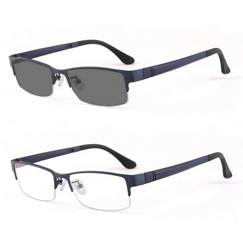 mincl/Photocromic Lens Transition Sunglasses Business Frames Reading Glasses (blue-photochromatic, 0.0)