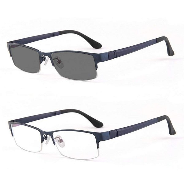 mincl/Photocromic Lens Transition Sunglasses Business Frames Reading Glasses (blue-photochromatic, 0.0)