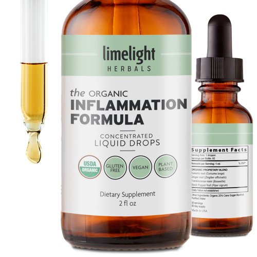 USDA Organic Inflammation Formula I High Absorption Drops I Inflammatory Support I Concentrated Turmeric Curcumin, Ginger, Boswellia, Black Pepper I No Additives, Vegan, Non-GMO, 60 Servings