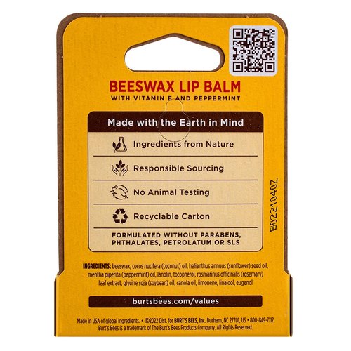 Burt's Bees Beeswax Lip Balm with Vitamin E & Peppermint 0.15 oz (Pack of 5)