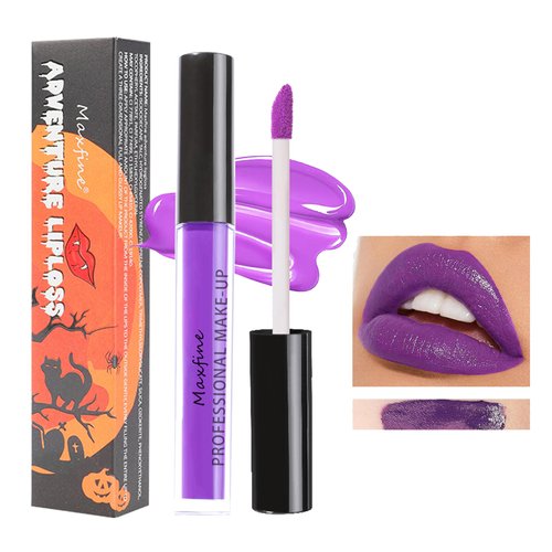 Purple Matte Lipstick Lip Stain High Pigmented Long Lasting 24H Waterproof Lip Gloss Non-sticky Non-Fading Smudge-proof Matte Liquid Lipstick for Halloween Paint Party Cosplay Goth Makeup(05# PURPLE)